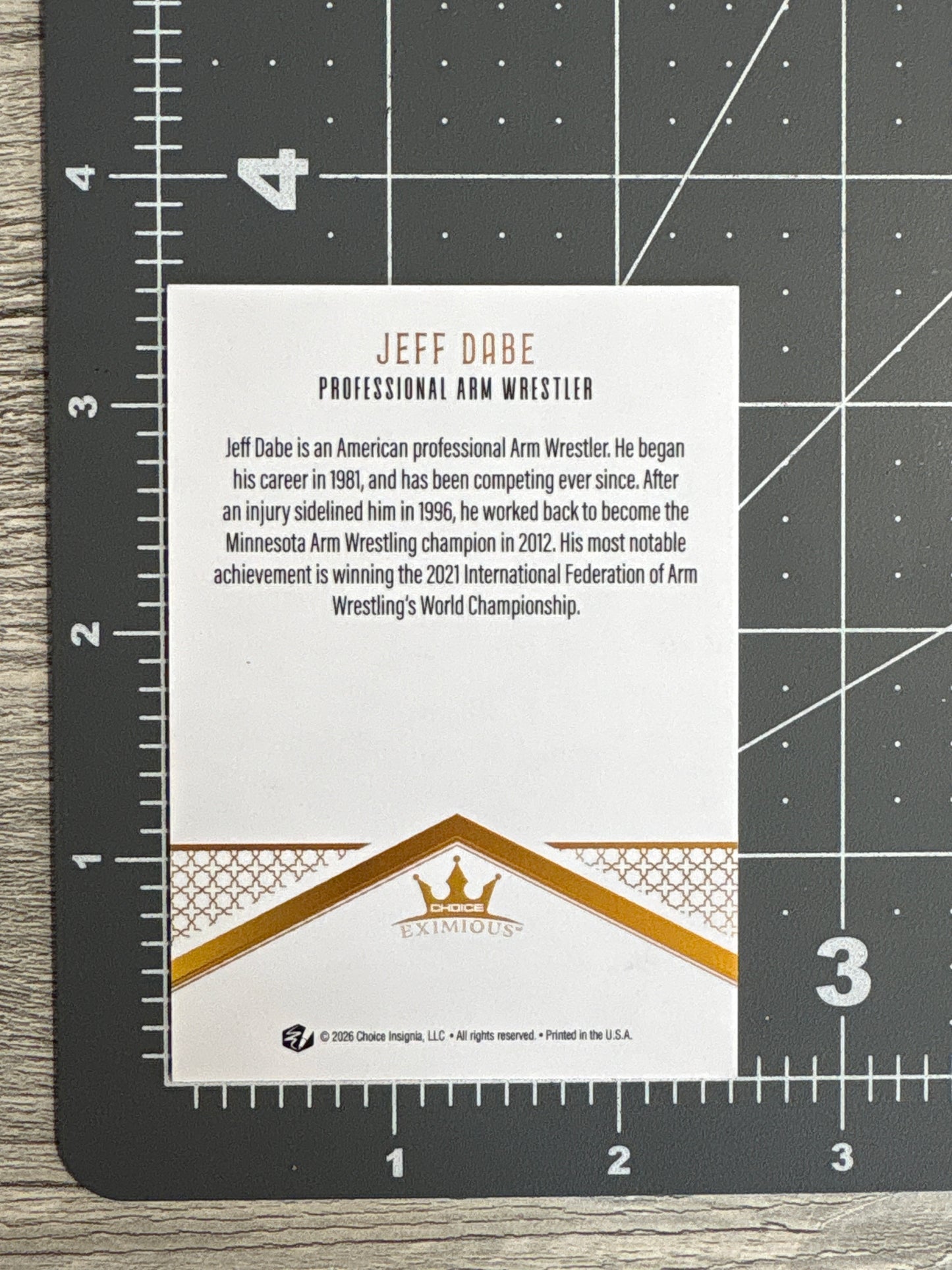 Jeff Dabe ~ Autographed Trading Card *SOLD OUT*