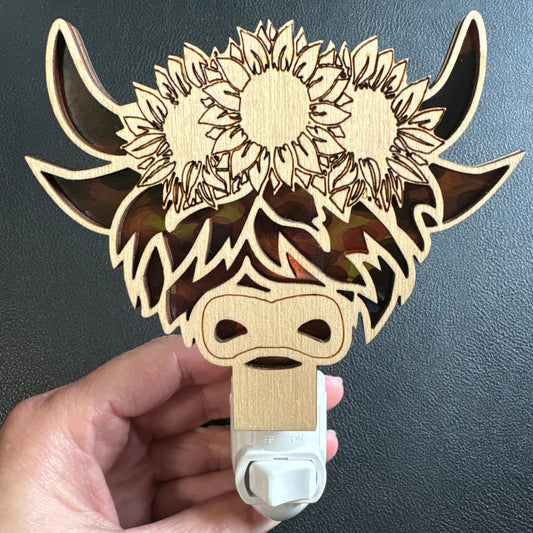 Highland Cow w/sunflowers