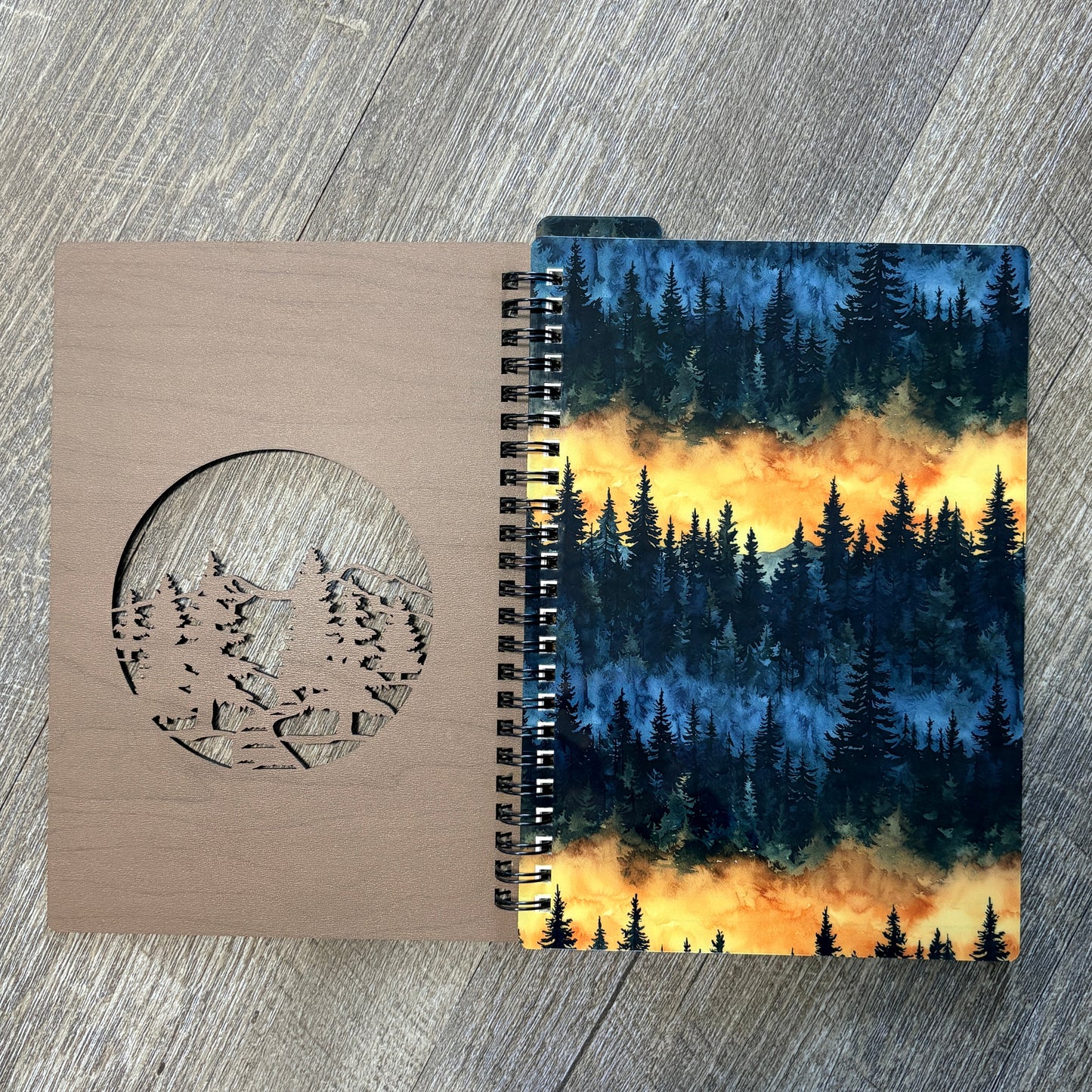 Engraved wood cover journal