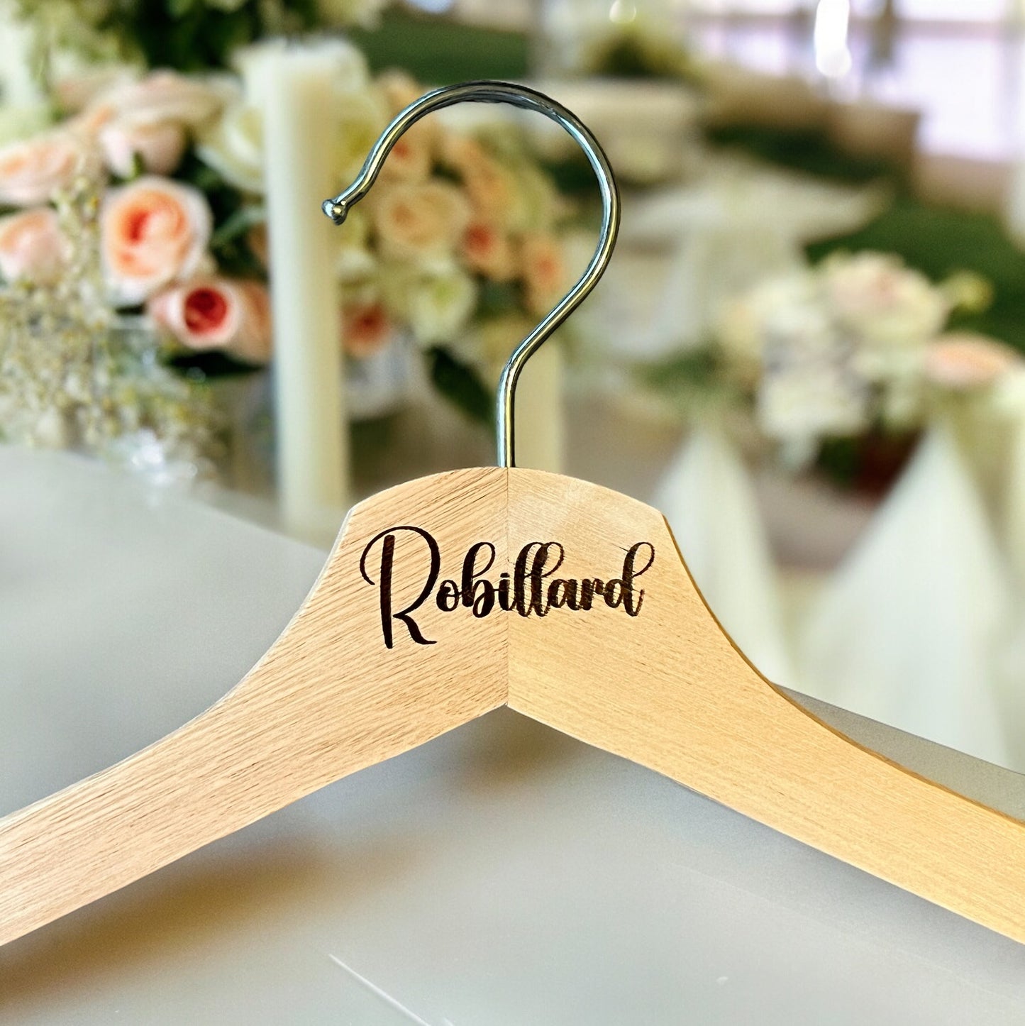 Custom engraved wooden hangers