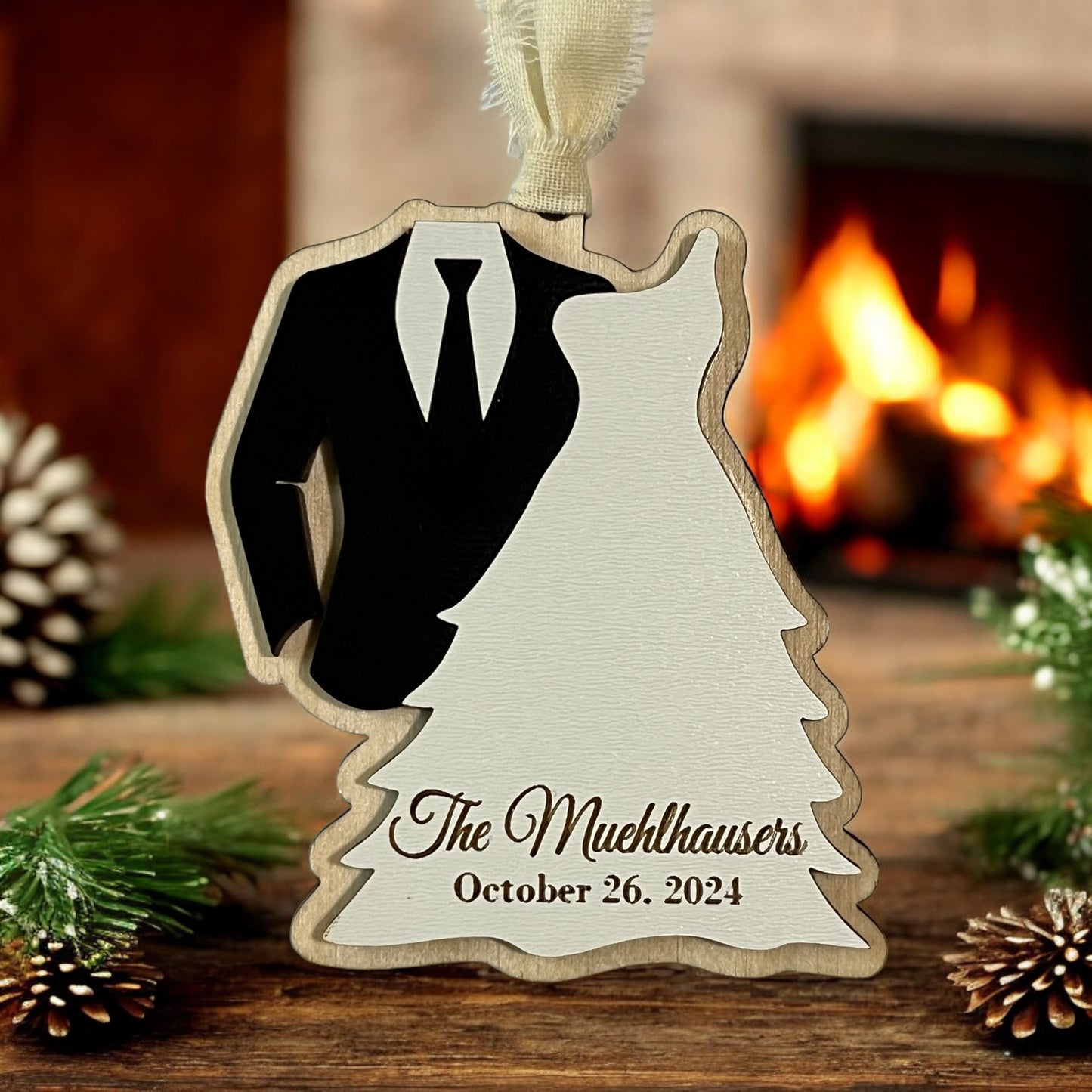 Personalized Bride & Groom Christmas Ornament