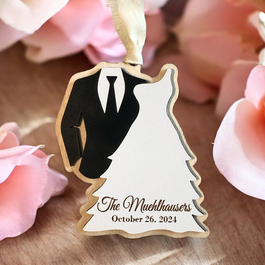 Personalized Bride & Groom Christmas Ornament