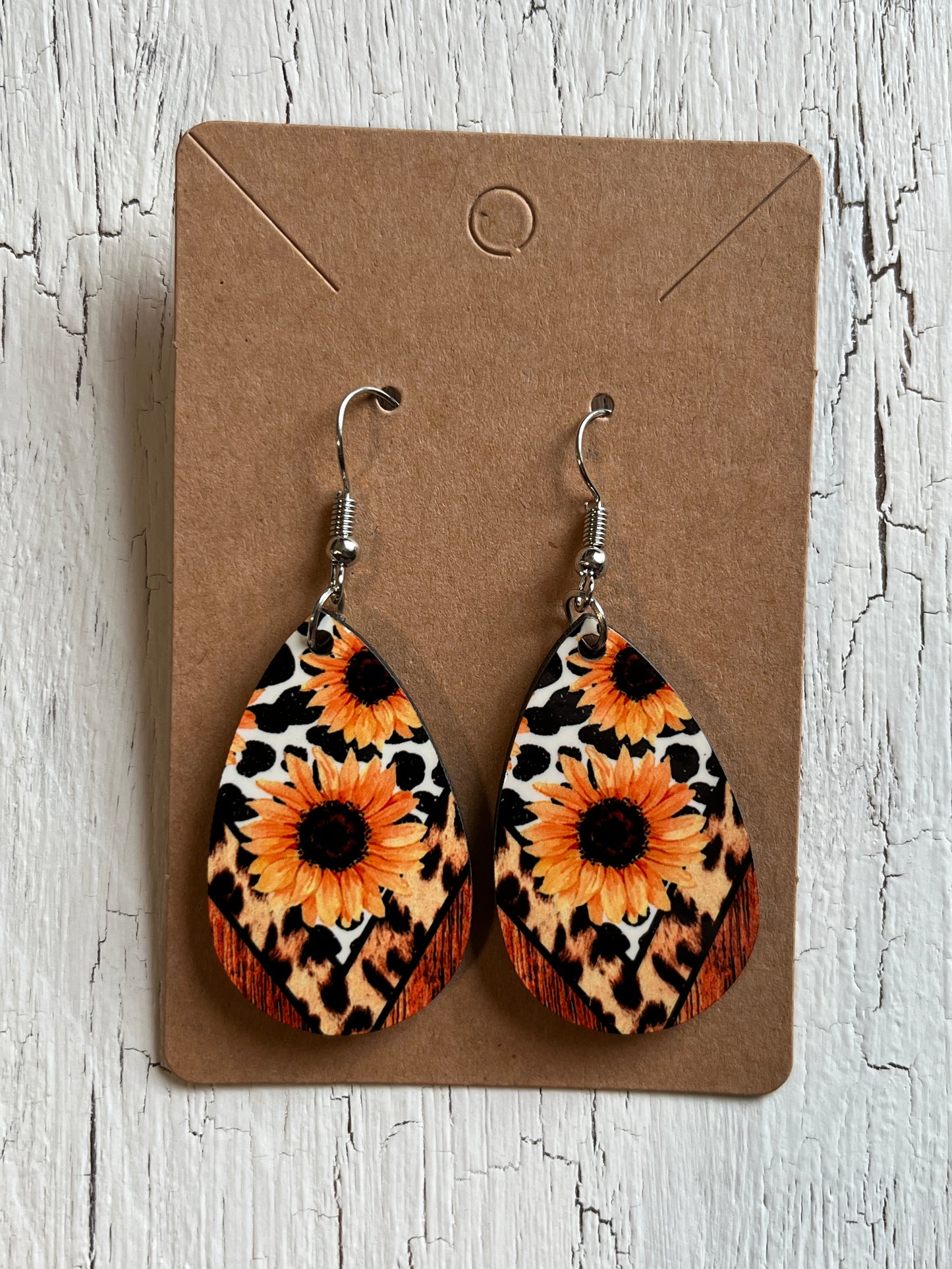 Sunflower teardrop earrings