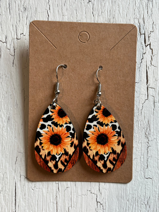 Sunflower teardrop earrings