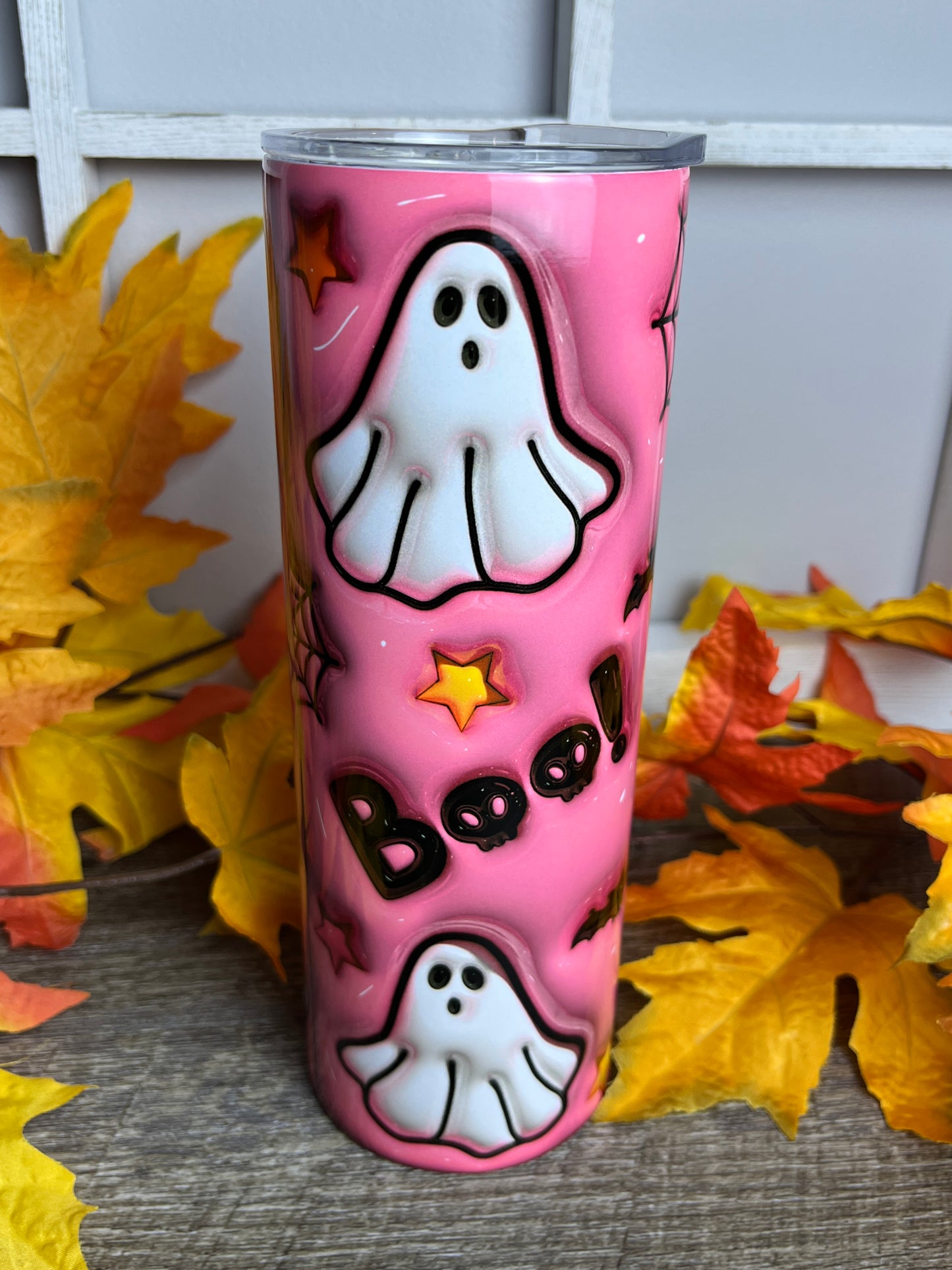 Pink, Spooky Ghost tumbler