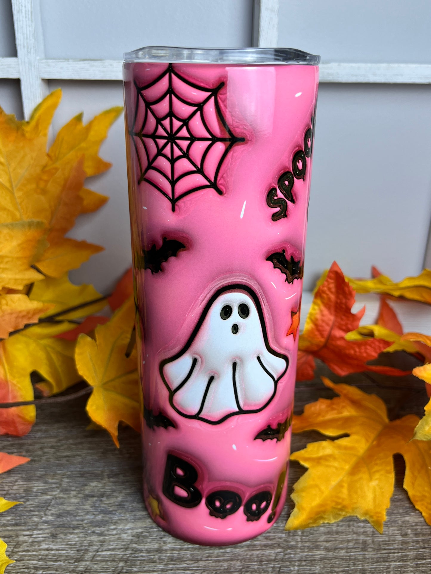 Pink, Spooky Ghost tumbler