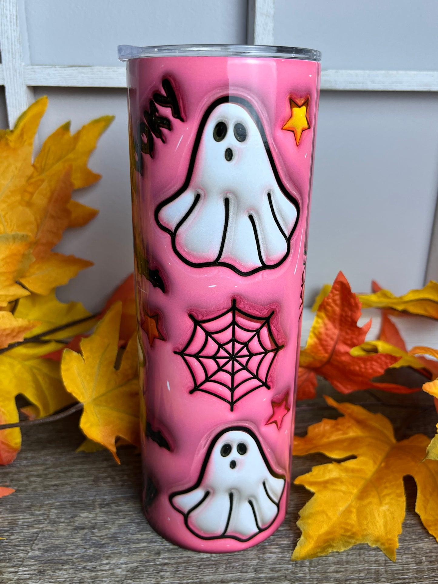 Pink, Spooky Ghost tumbler