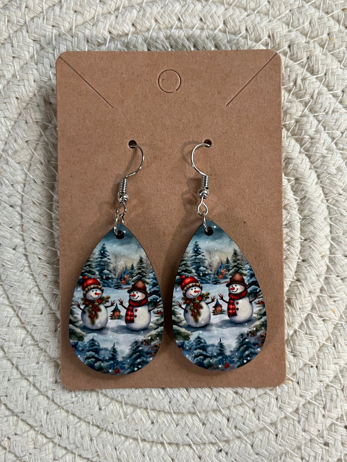 Festive Snowmen teardrop earrings