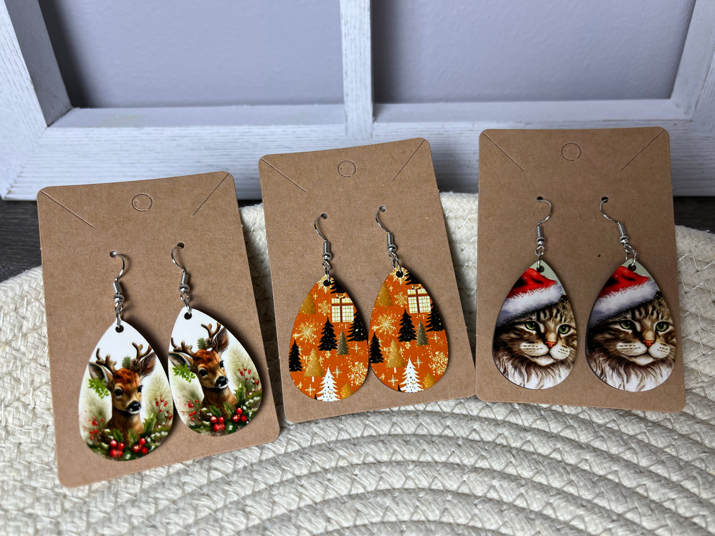 Christmas/Winter teardrop earrings