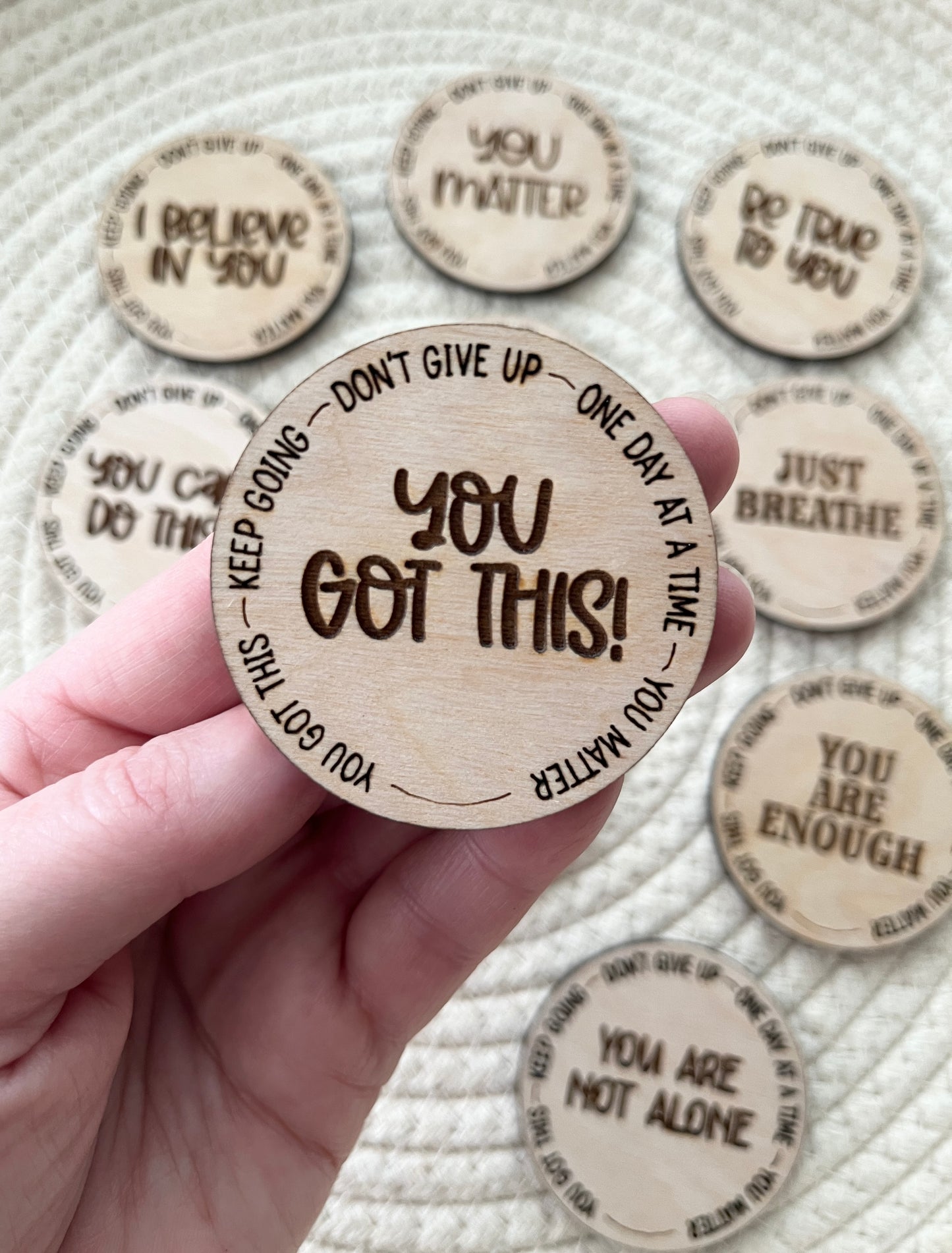 Affirmation tokens with perimeter engraving ~ Set 2